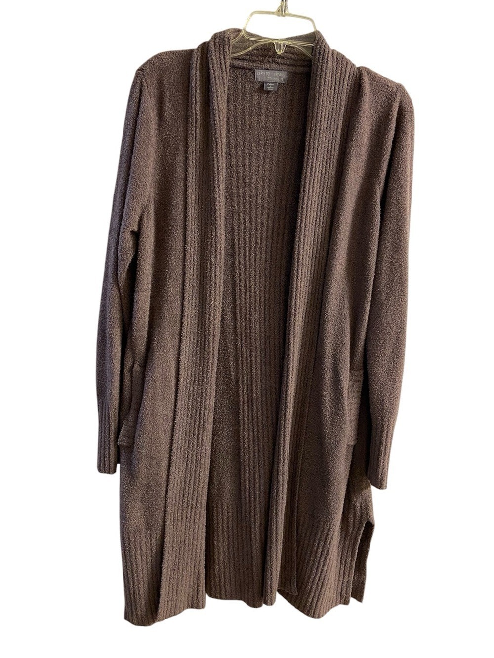Barefoot Dreams Chocolate Brown Open-Front Long Cardigan large petite - Picture 2 of 8